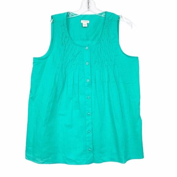 J. Crew Green Sleeveless Blouse Sz 0 - Picture 1 of 5